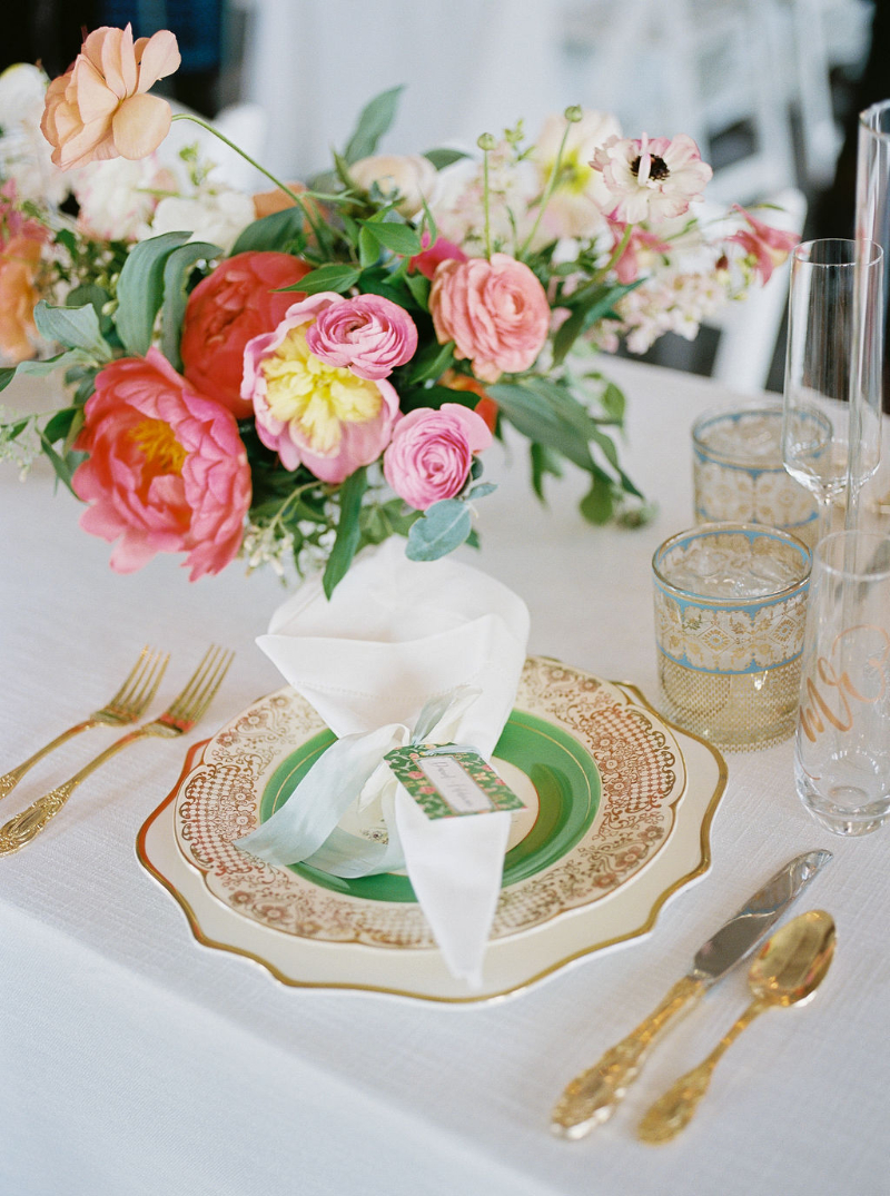 Unique and Colorful Wedding Tablescapes at Finger Lakes Vineyard wedding