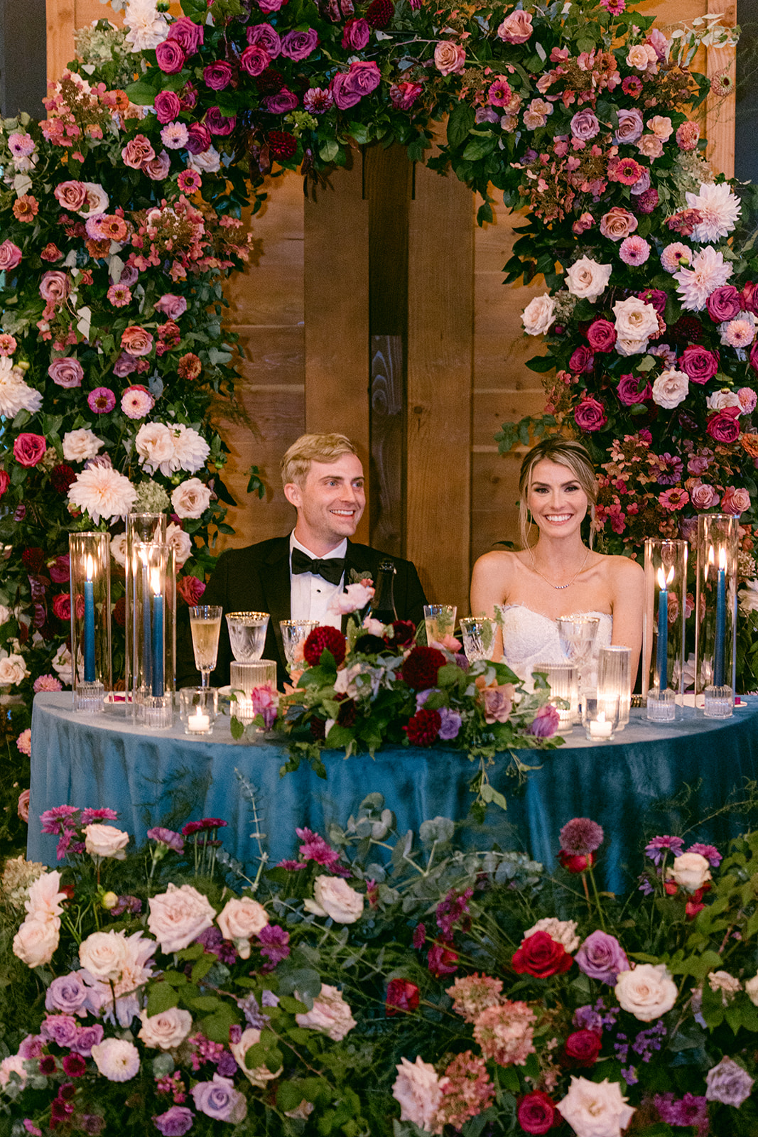 bride and groom at their reception 