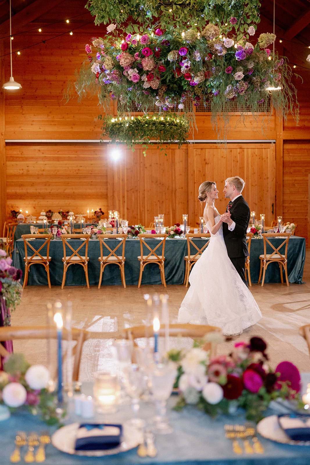 bride and groom's first dance at their lake house wedding on Canandaigua 