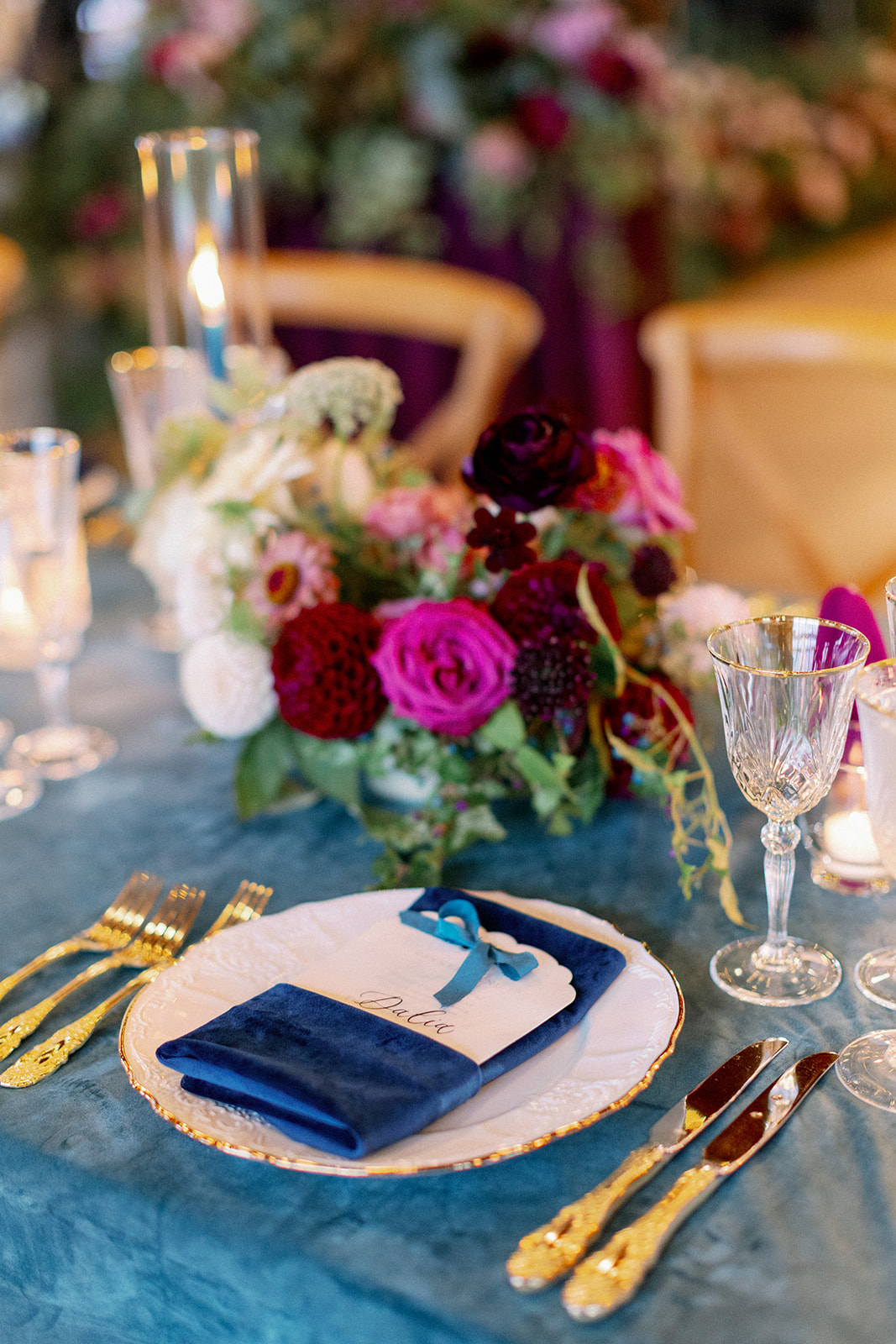 table set up details Canandaigua wedding at the lake house