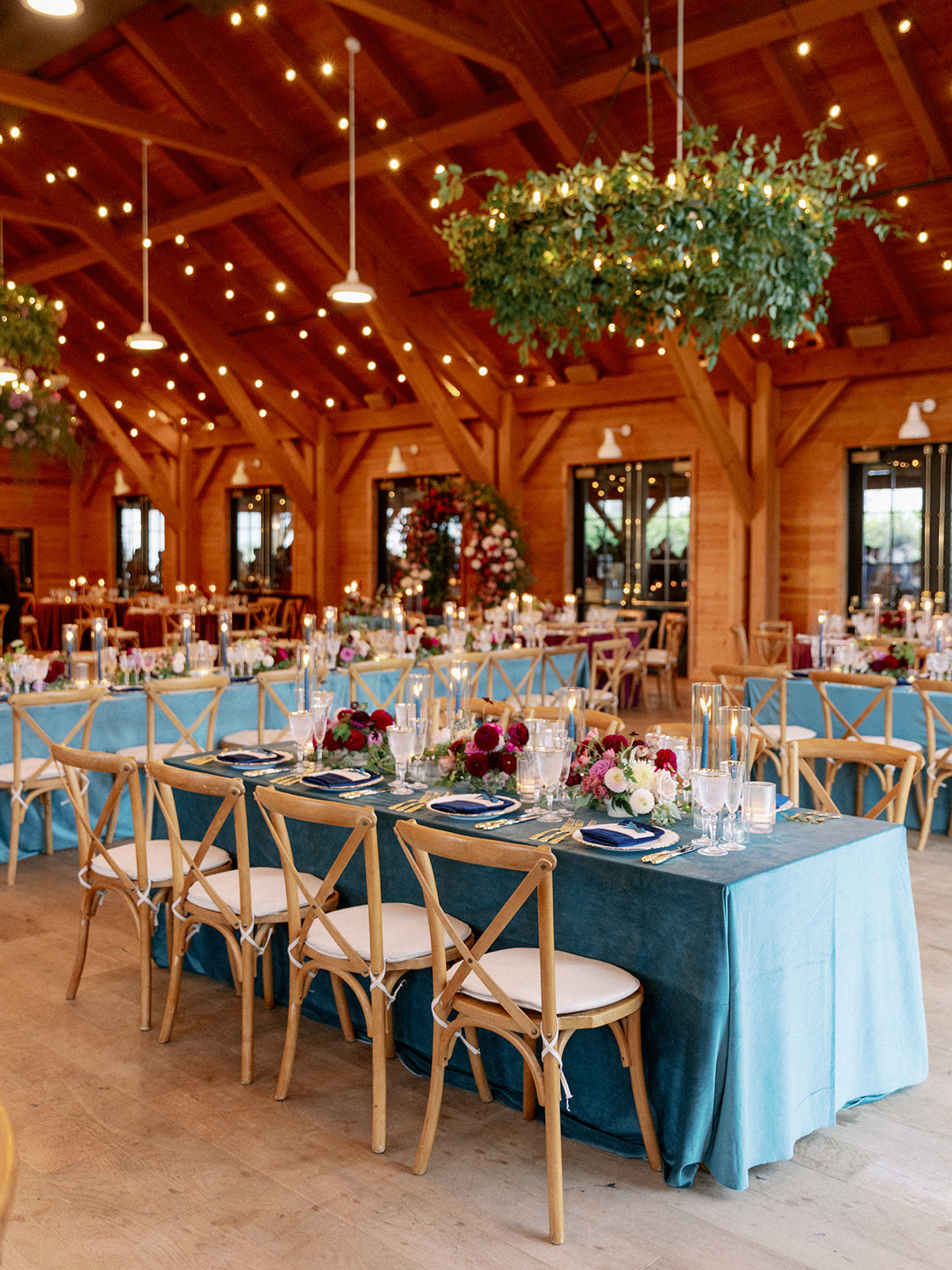 reception table details lake house wedding 