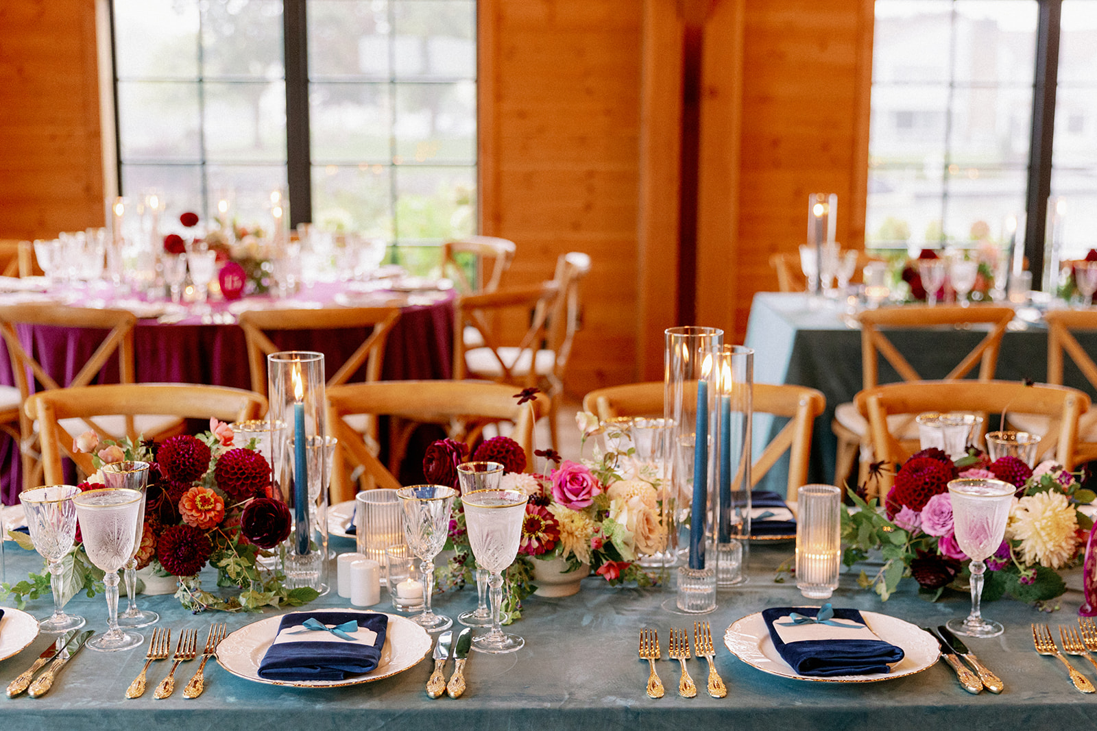 tablescape details at lake house wedding 