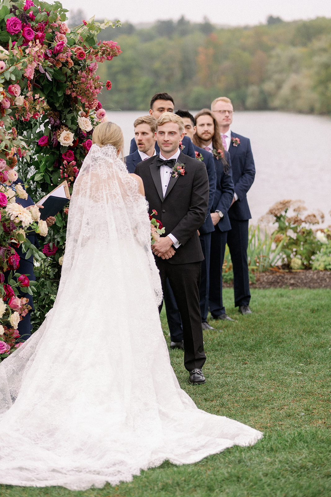 lake house wedding groomsman 