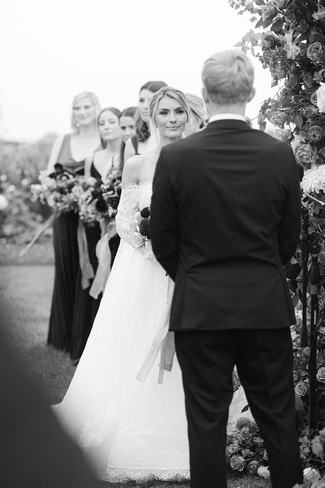 bride and groom at the alter 