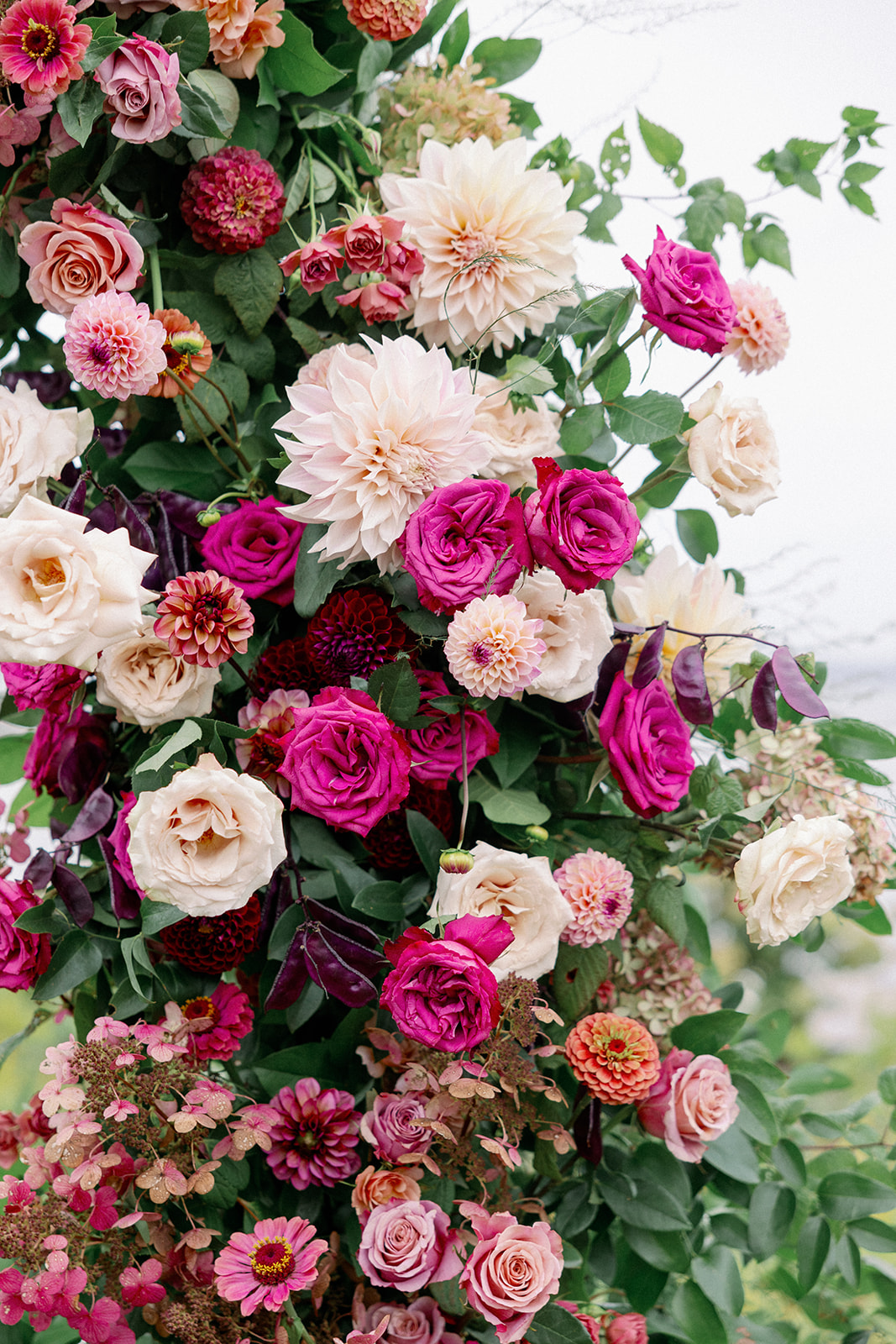 pink flowers at the lake house wedding 