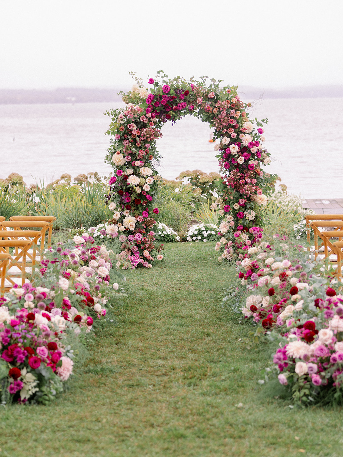 ceremony floral arch and aisle details 