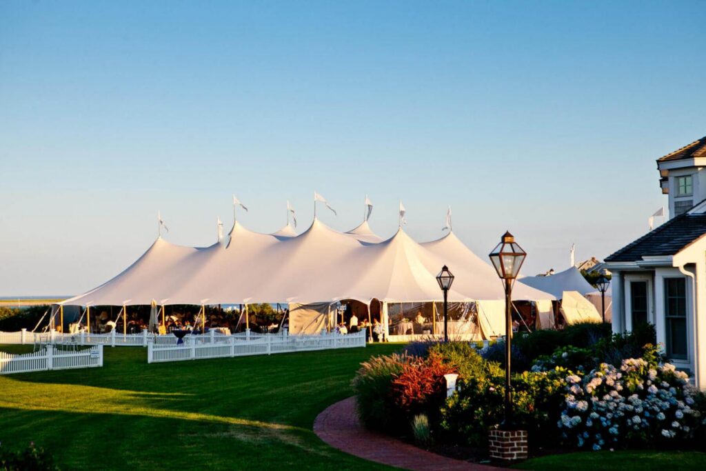 Tented reception set up for a Chatham Bars Inn wedding in Cape Cod.