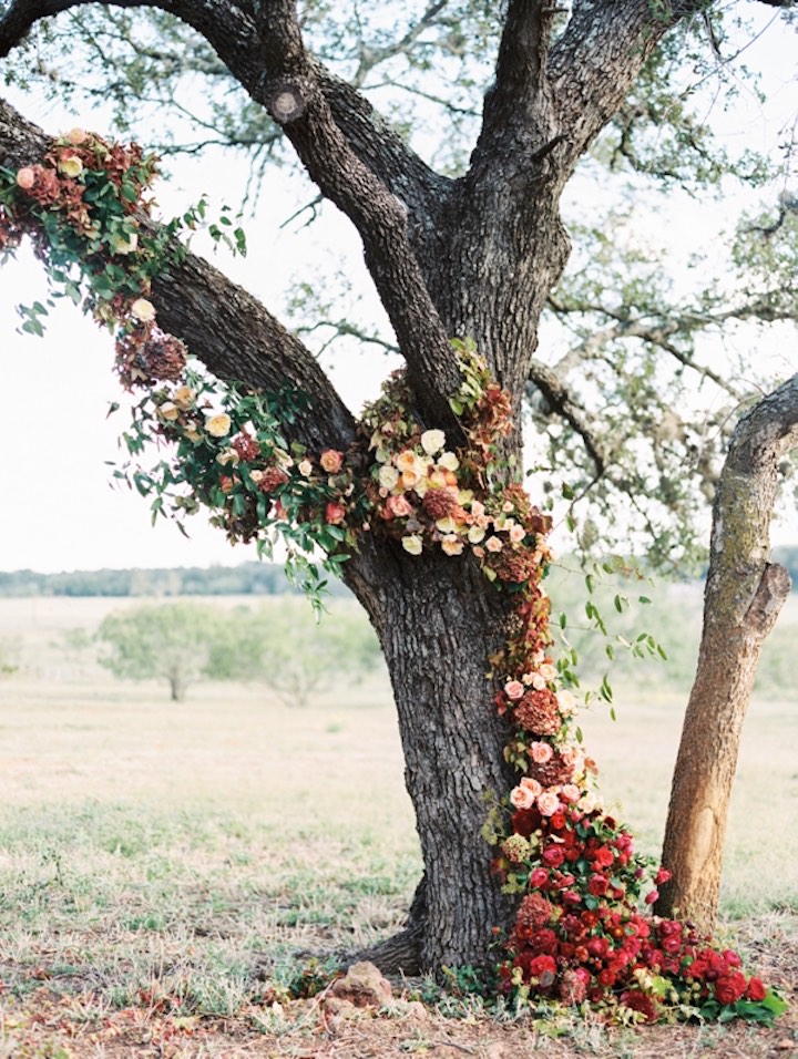 Flowers and Tree Ceremony Backdrop | Verve Event Co. 2019 Wedding Trends
