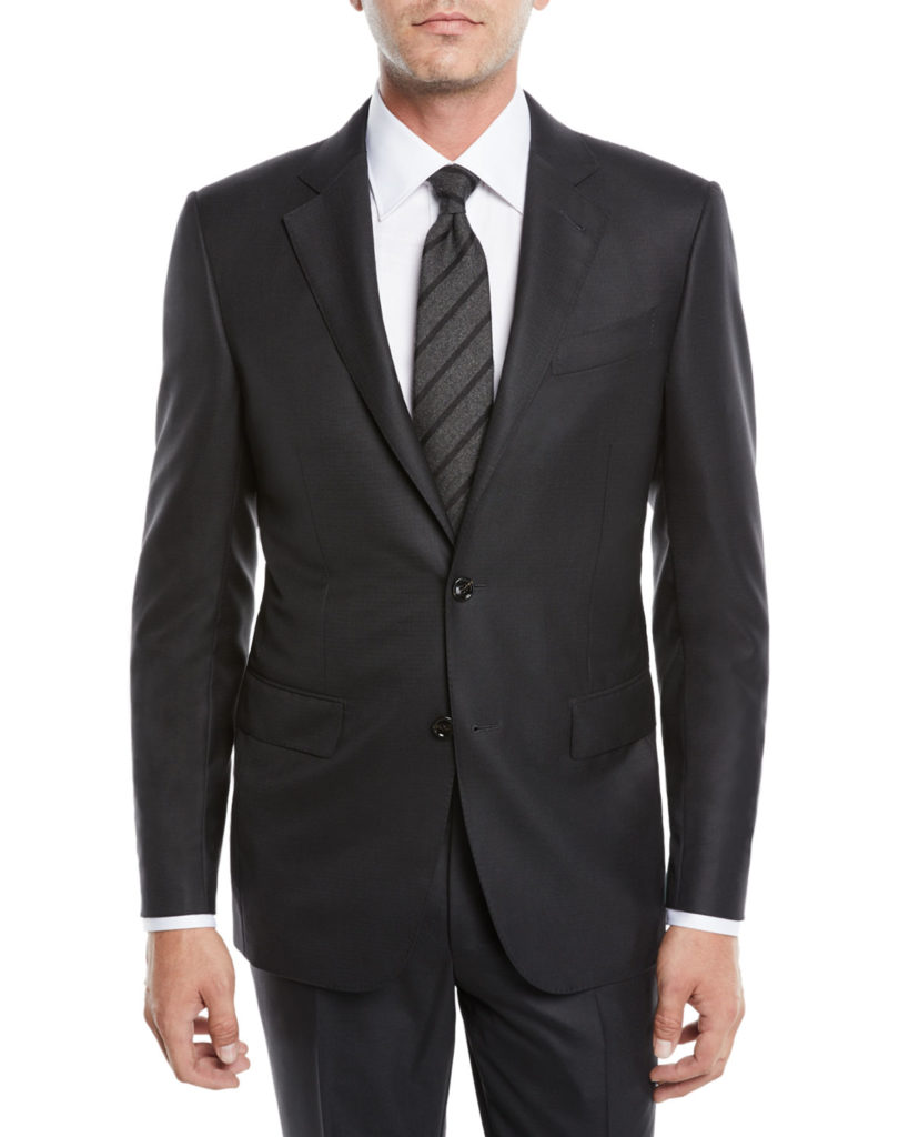 Ermenegildo Zegna Men's 15Mil Tonal Check Suit #darkgrayweddingsuit #formalblacksuitforwedding