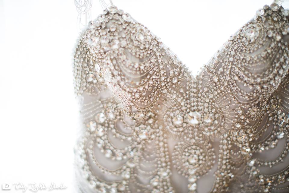 Custom beaded wedding gown bodice by Made by Anatomy | The Truth About Custom Wedding Gowns | Verve Event Co. #newyorkcustomweddingdress #customweddinggown #beadedbodice #beadedweddinggown