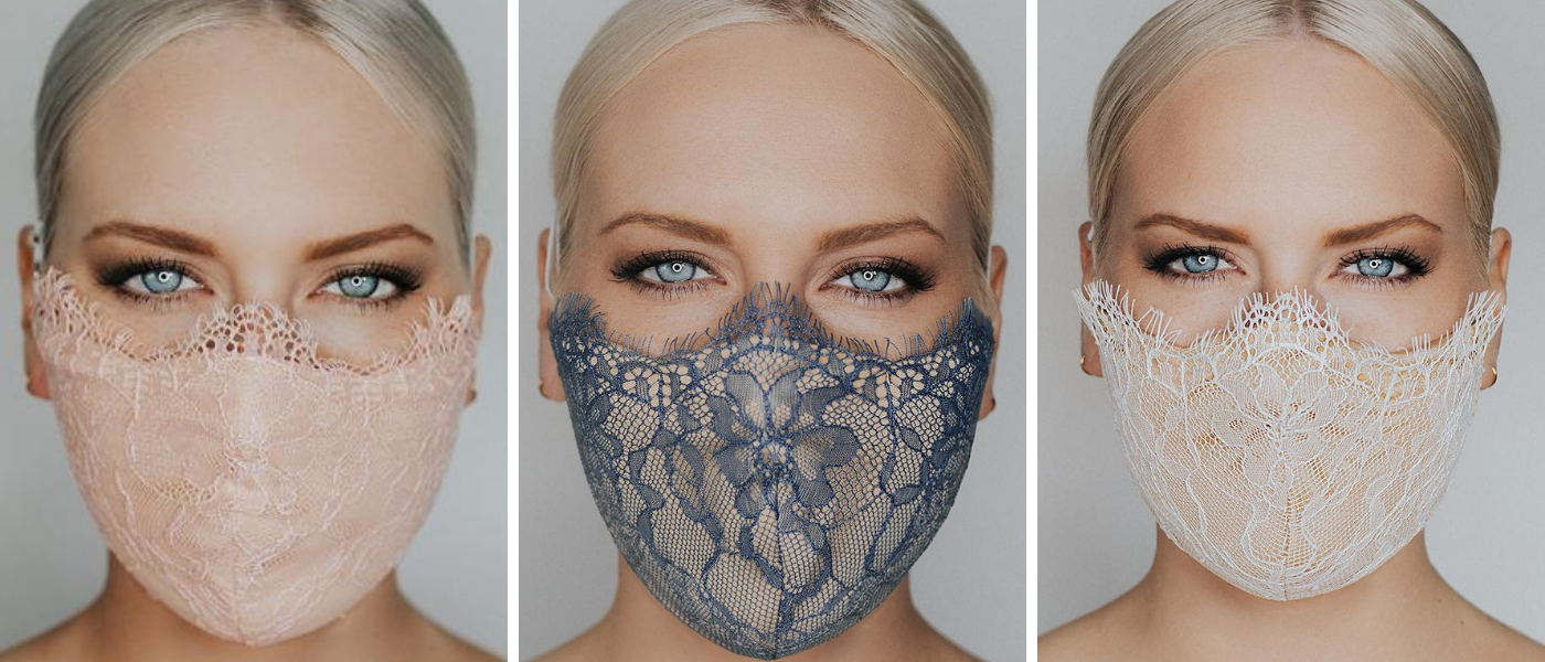 Pandemic Wedding Fashion Katie & May Lace Face Masks for your Wedding Day