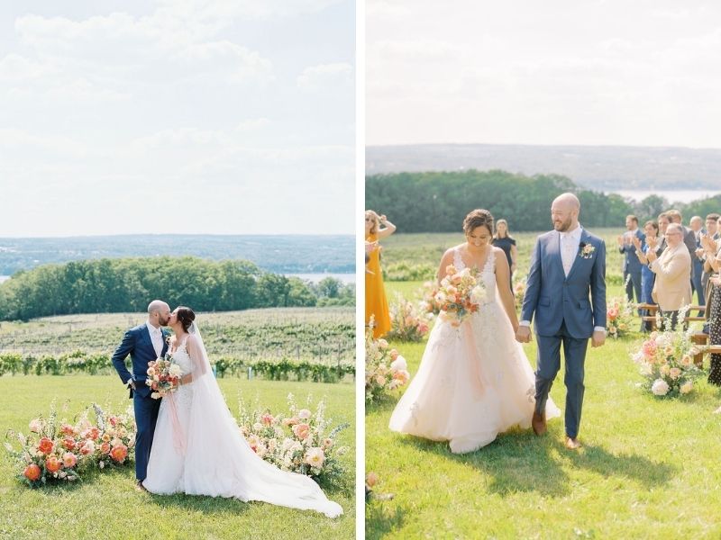 Finger Lakes wedding with A line wedding dress