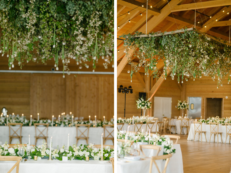 greenery chandelier at a wedding