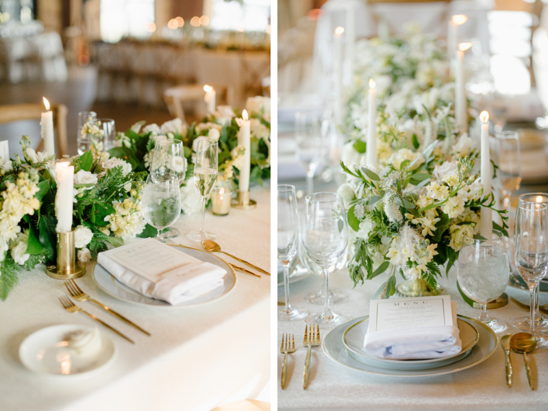 white and greenery wedding reception decor