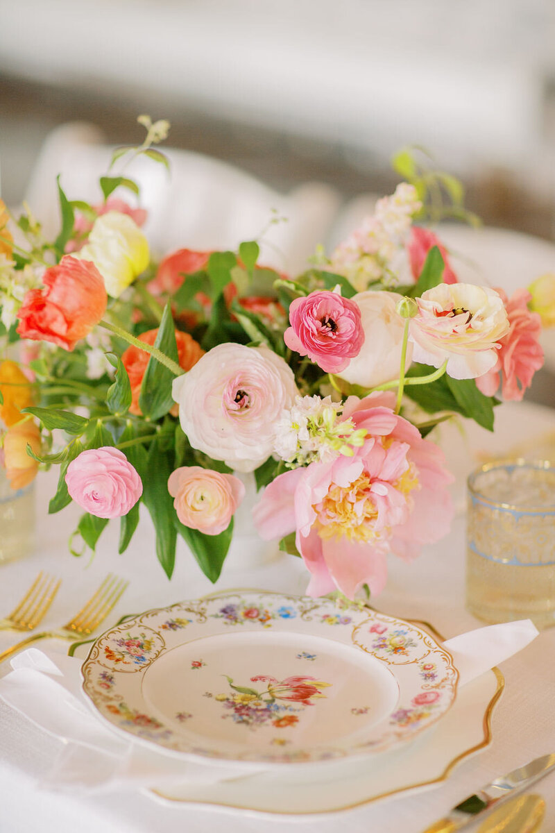 pink wedding flower centerpiece