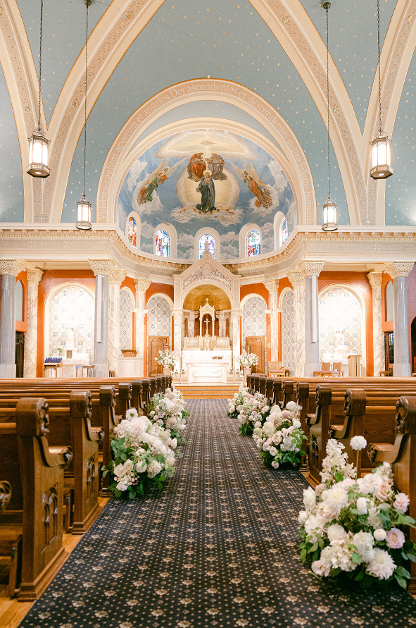 wedding ceremony for labor day weekend wedding at St. Mary’s Church in Canandaigua