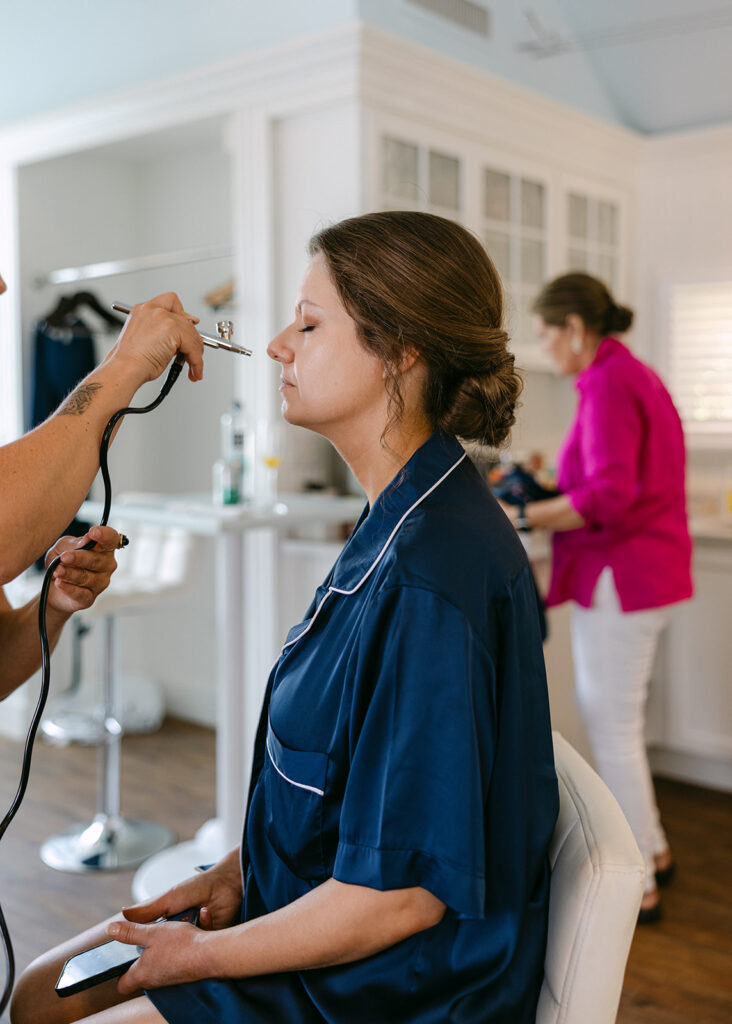 getting make up done 