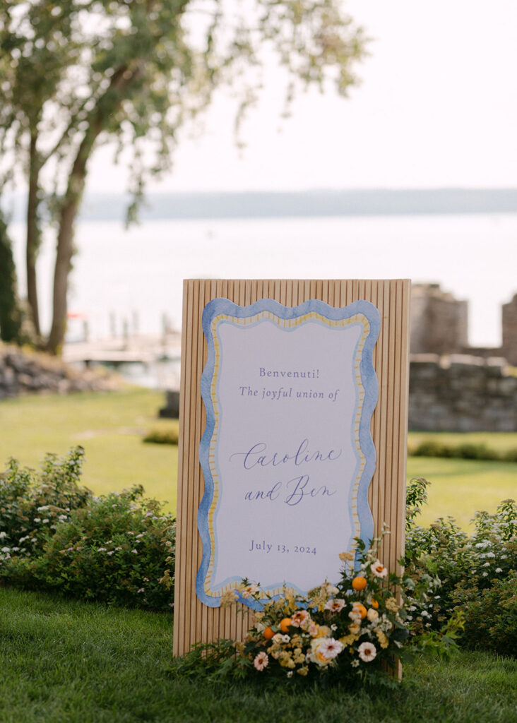 welcome sign Upstate New York wedding