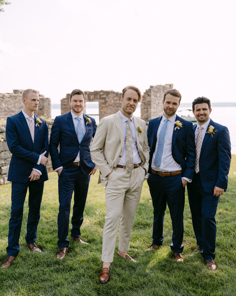 groomsman attire lake house wedding 