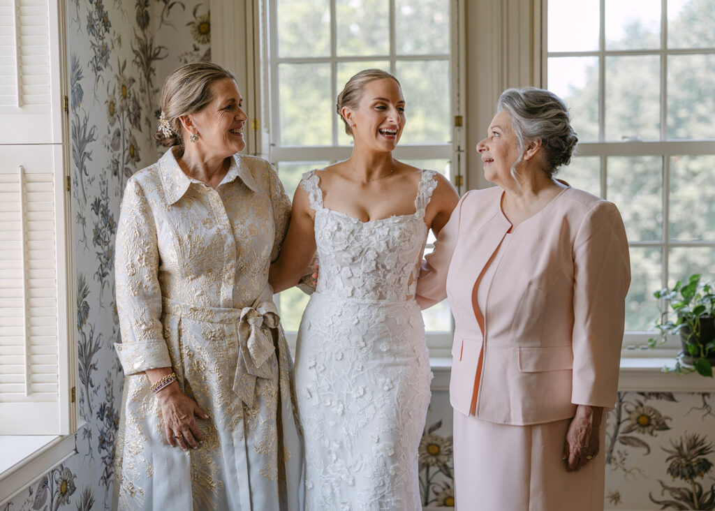 bride with her mom and grandmother 