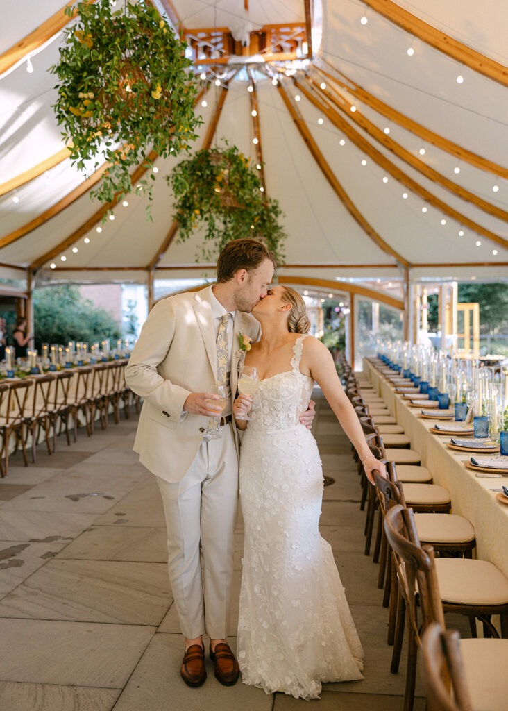 bride and groom at reception 