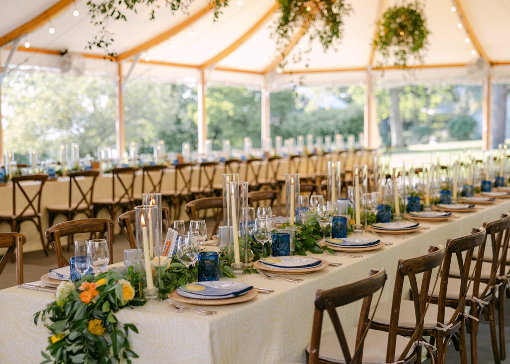 lakeside wedding reception decor