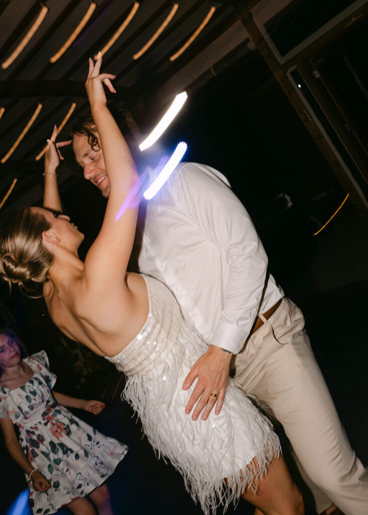 reception dancing bride and groom