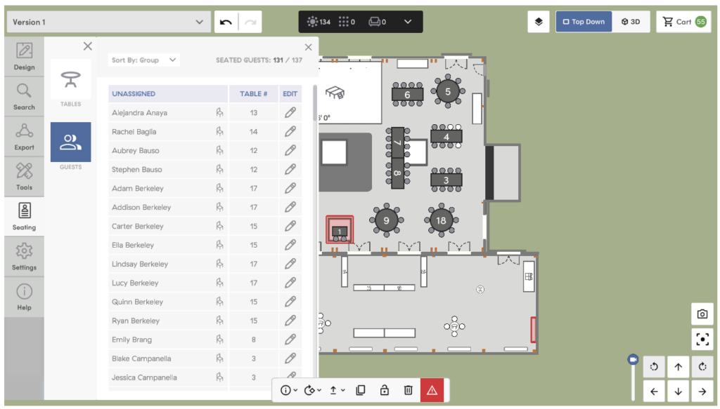 wedding planning floor tool