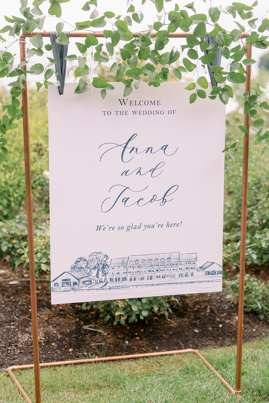 welcome sign at the lake house wedding on Canandaigua 