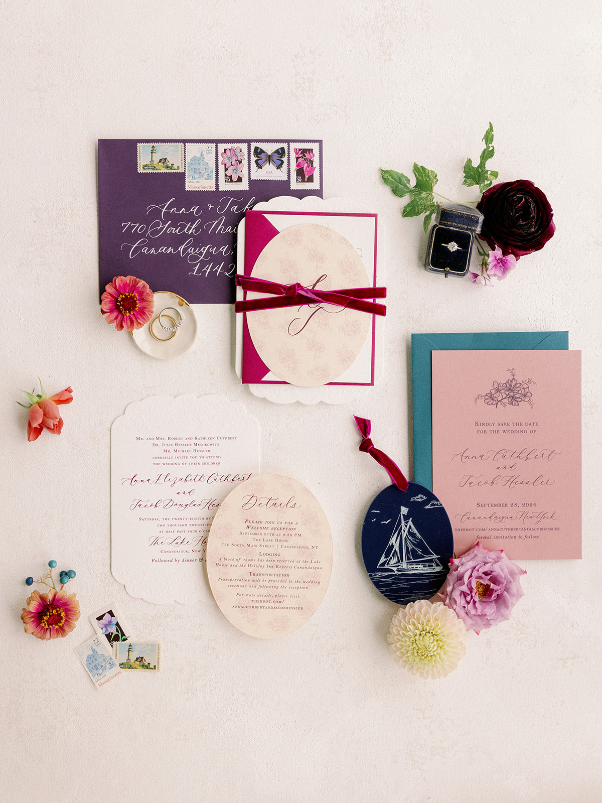 gorgeous invitations lake house wedding