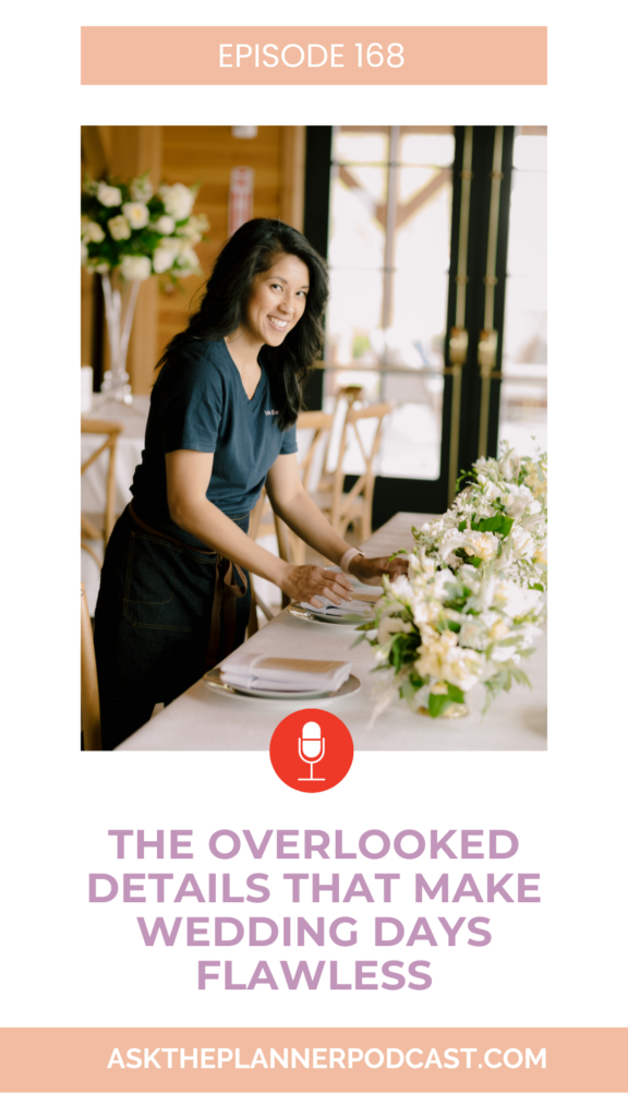 wedding planner sets up the table at a wedding