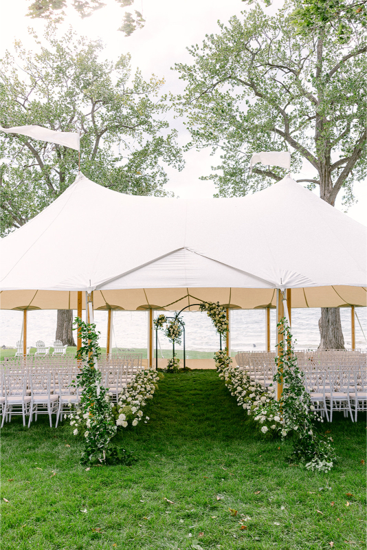 tented outdoor ceremony at the inns of aurora wedding