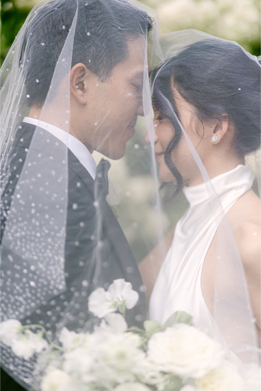 veil over bride and groom New York wedding