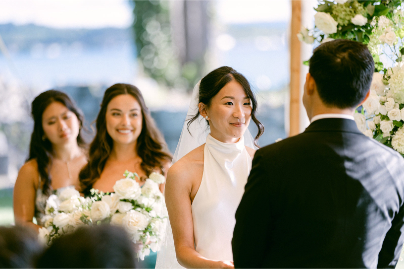 bride looking at her groom lovingly