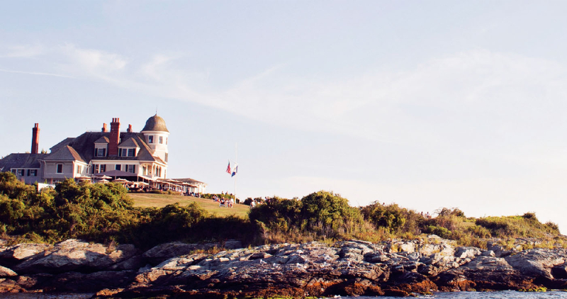 View of Castle Hill Inn at sunset.