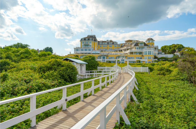 View walking up to Ocean House in Watch Hill, Rhode Island.