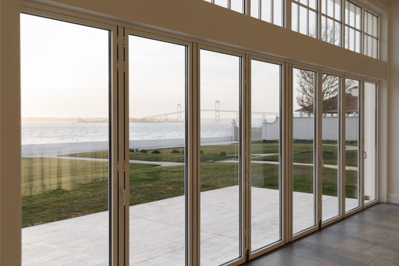 Shot of view from Water Salon at Belle Mer: A Longwood Venue, popular coastal Rhode Island wedding venue.