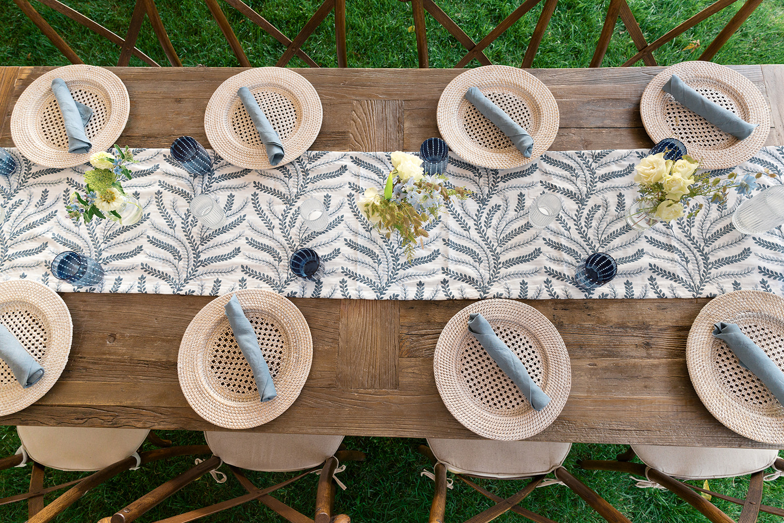Blue and yellow fall wedding design for Inns of Aurora wedding.