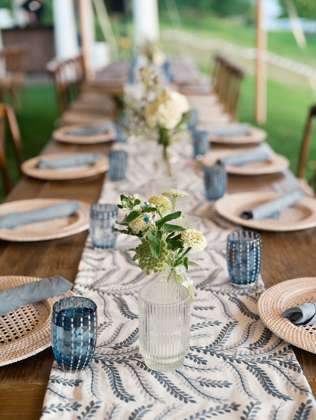 Fall wedding design with blue and yellow.