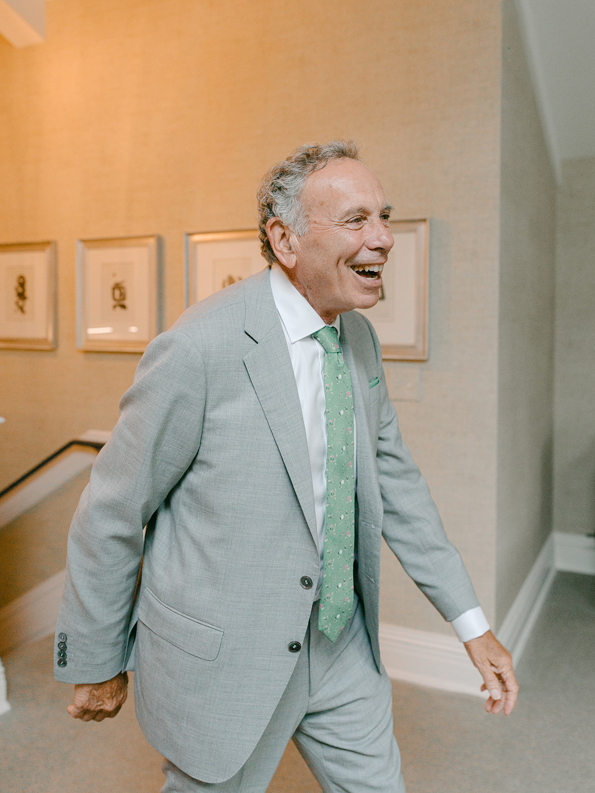 Dad's reaction to daughter during the first look in her wedding dress.