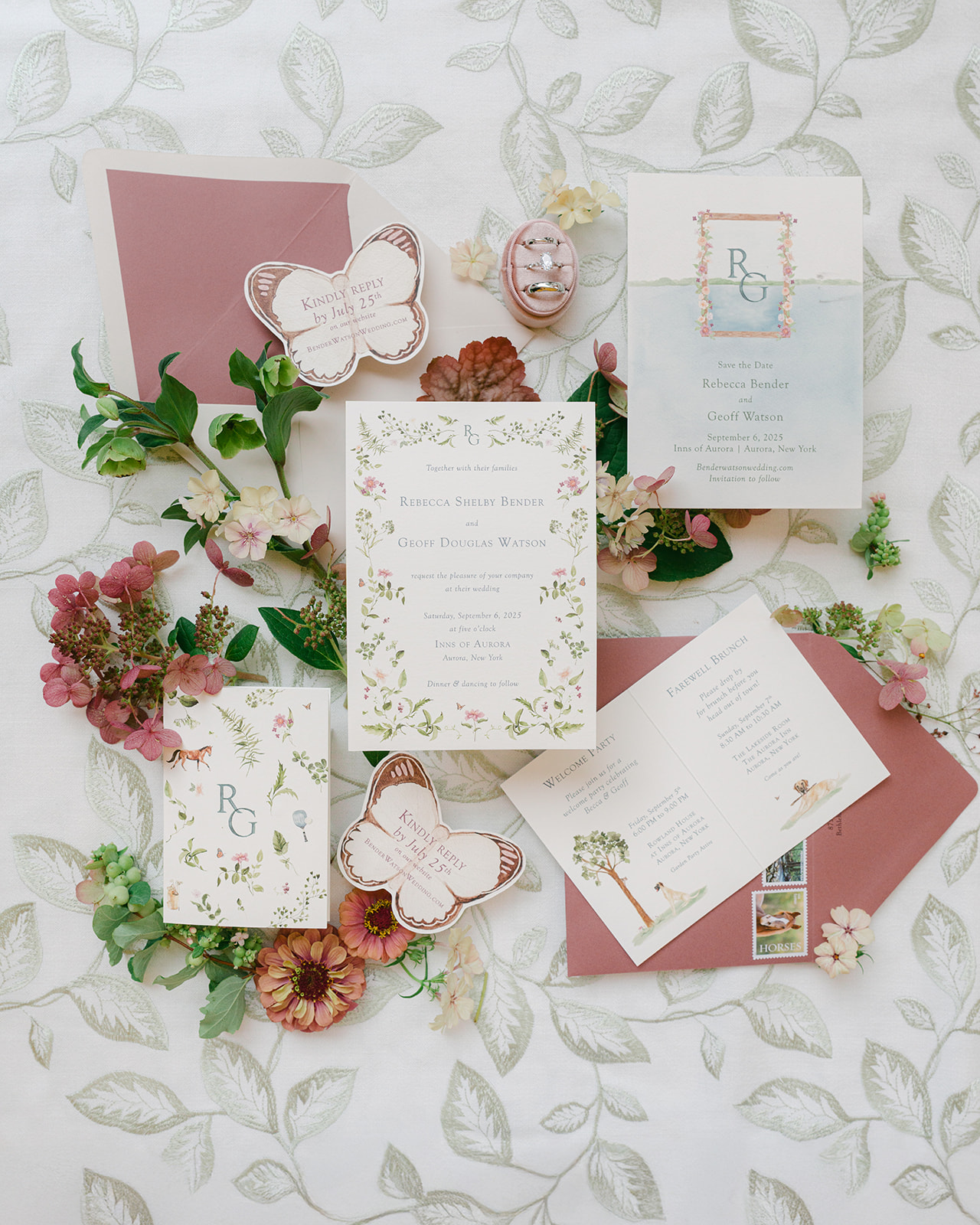 Invitation suite to match this fall wedding design at Inns of Aurora.