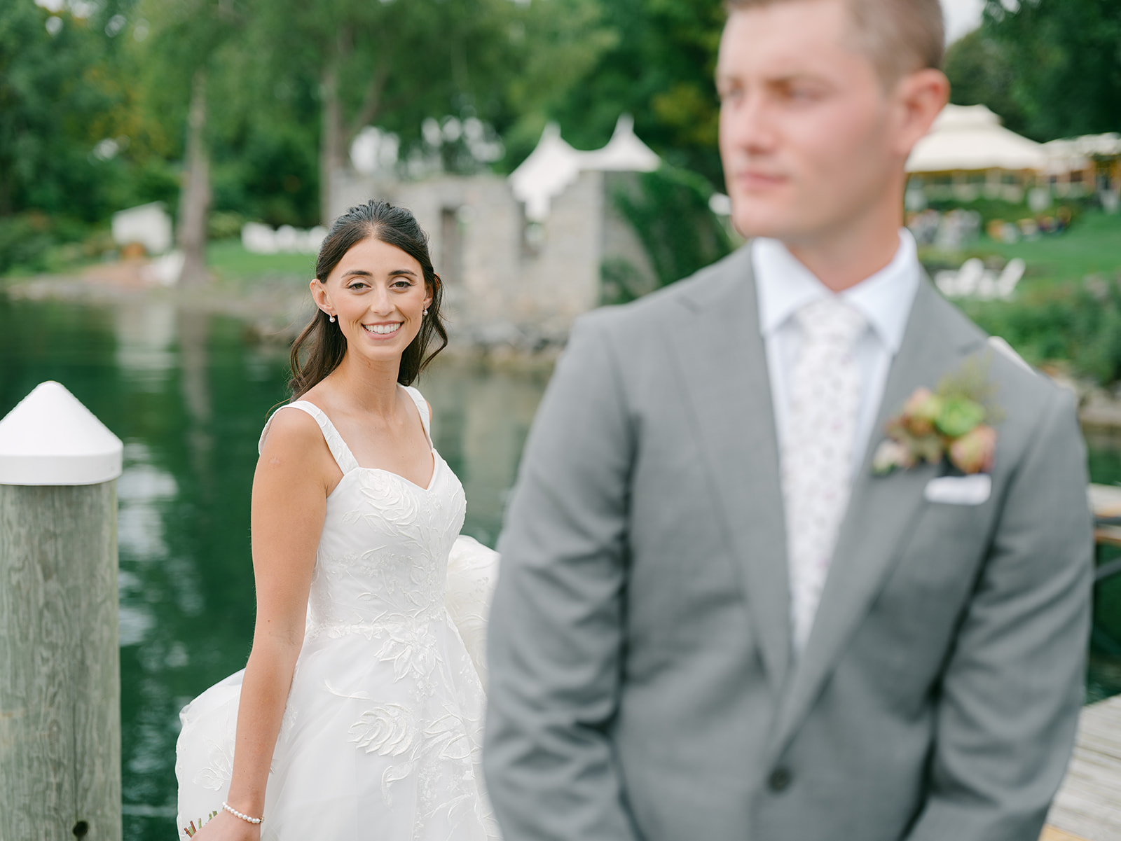 Bride and groom photos before wedding at Inns of Aurora.