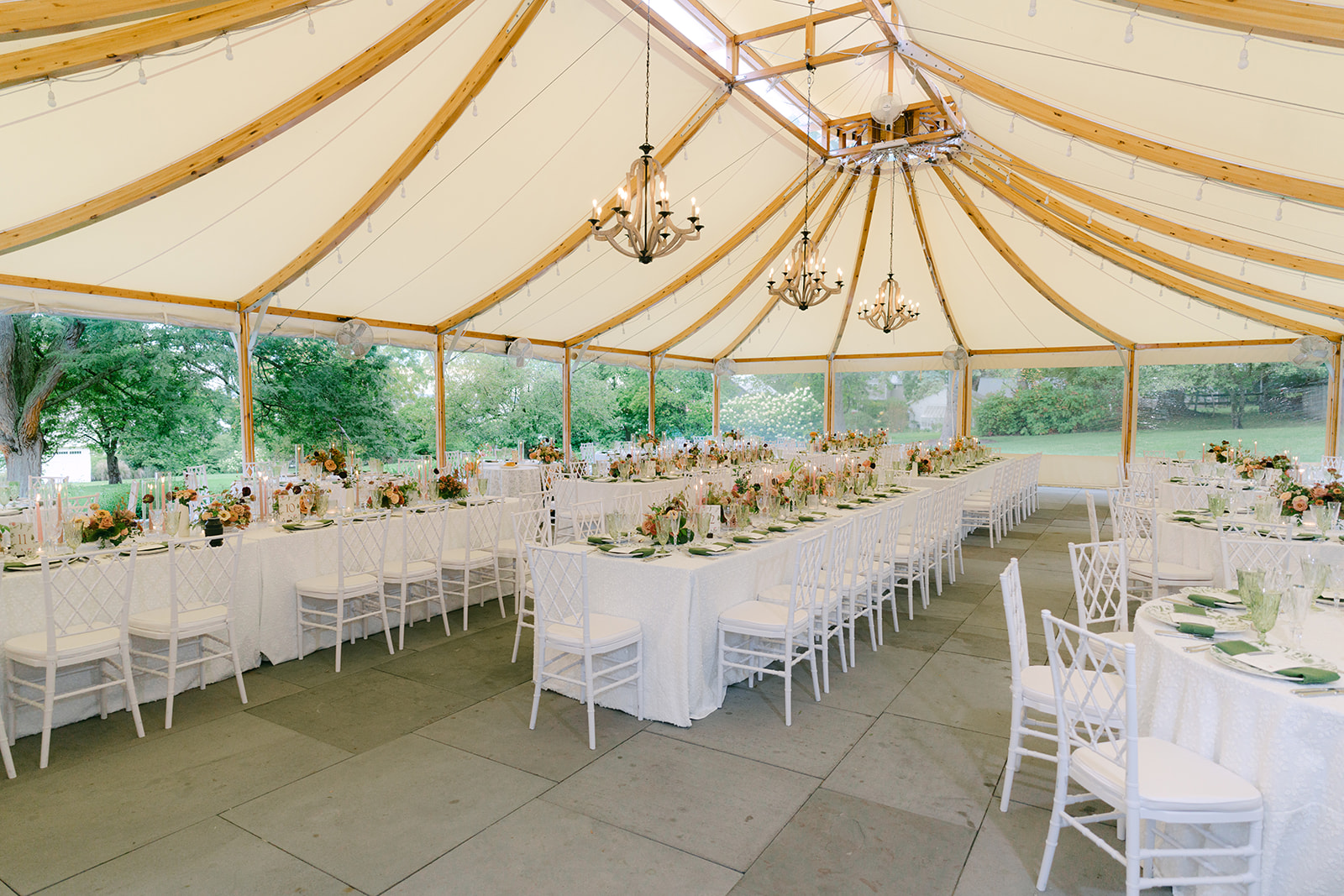 Fall wedding design for reception at Inns of Aurora.