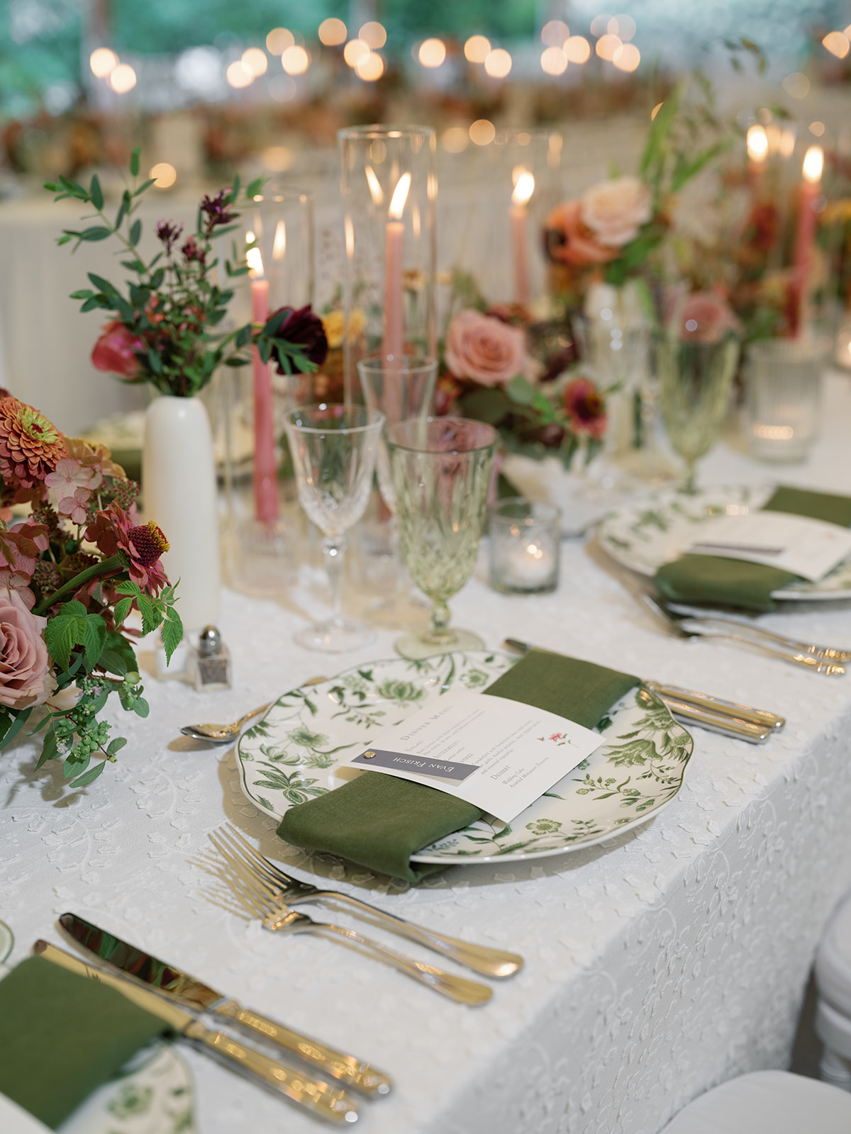 Fall wedding design for reception at Inns of Aurora.