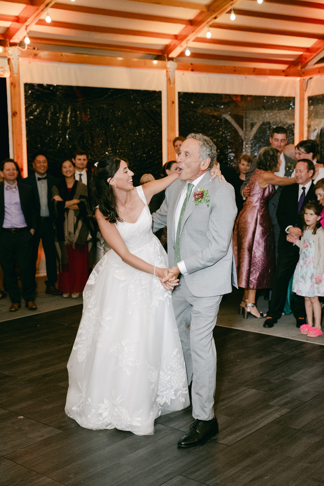 Bride and father share sweet dance during Inns of Aurora wedding.