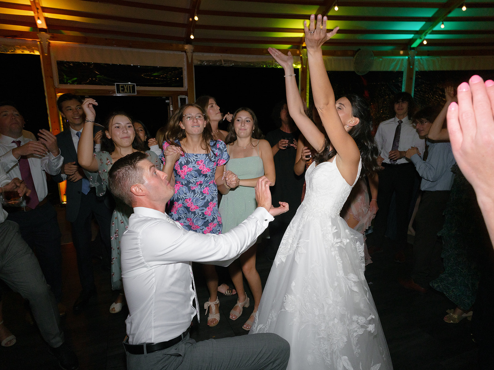 Bride and groom dance to "Love Story" during their wedding reception at Inns of Aurora.