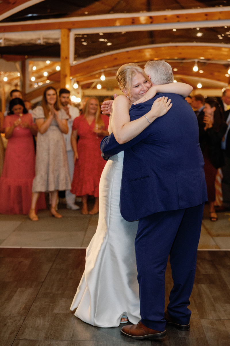 Bride and her father share heartfelt dance during wedding reception.