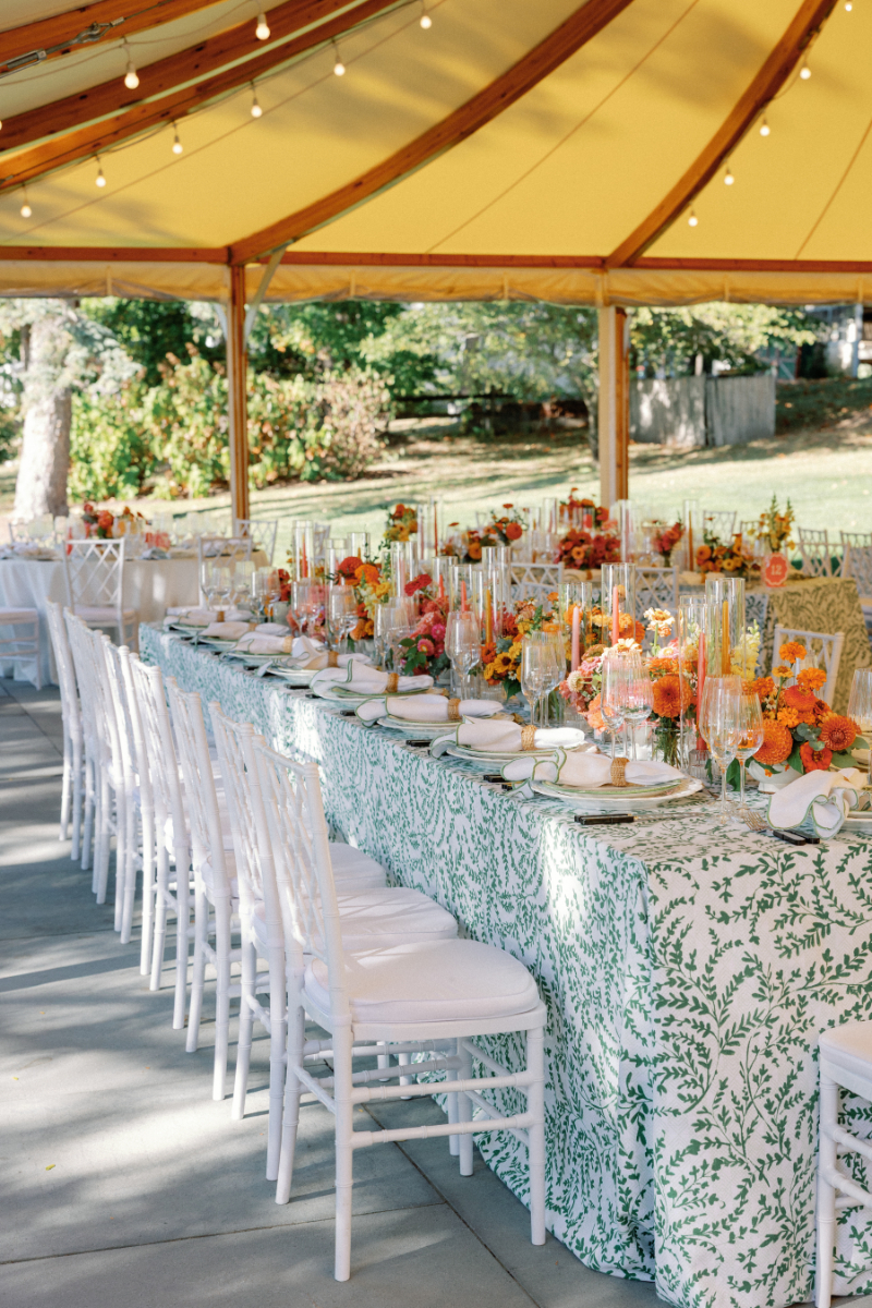 Reception tablescape decorated for an Inns of Aurora wedding.