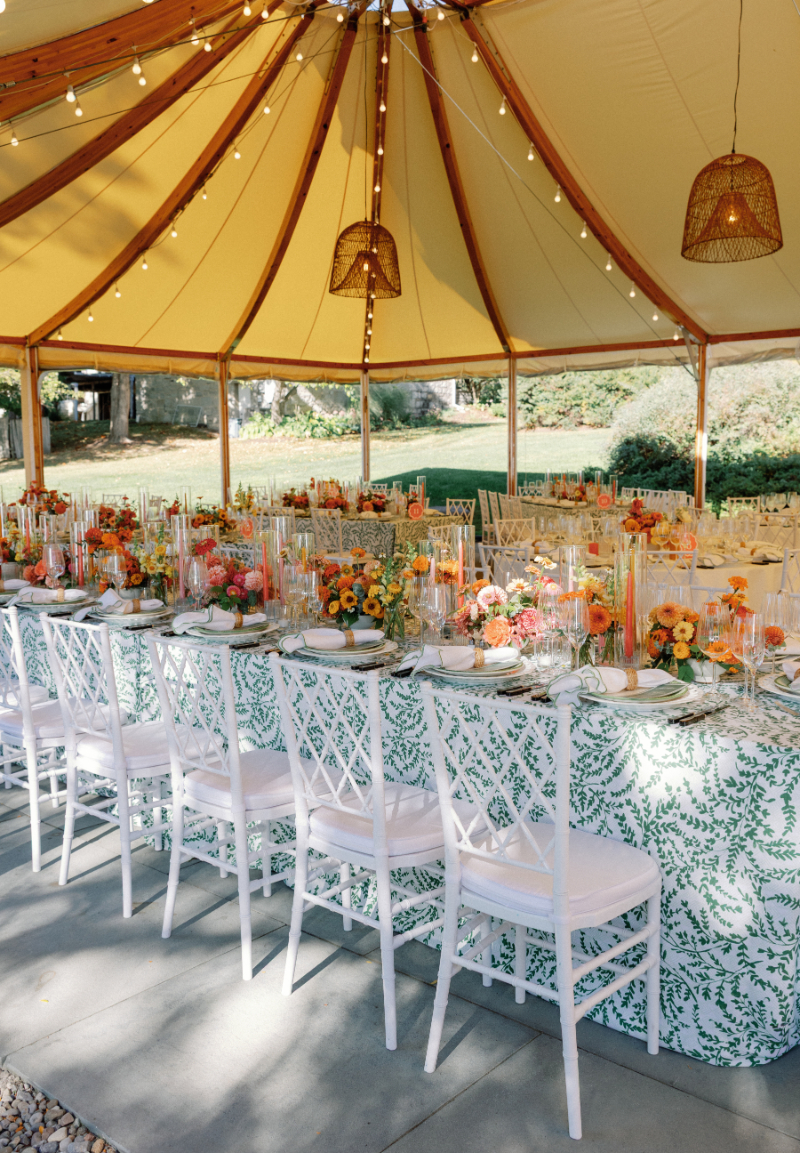 Reception tablescape decorated for an Inns of Aurora wedding.