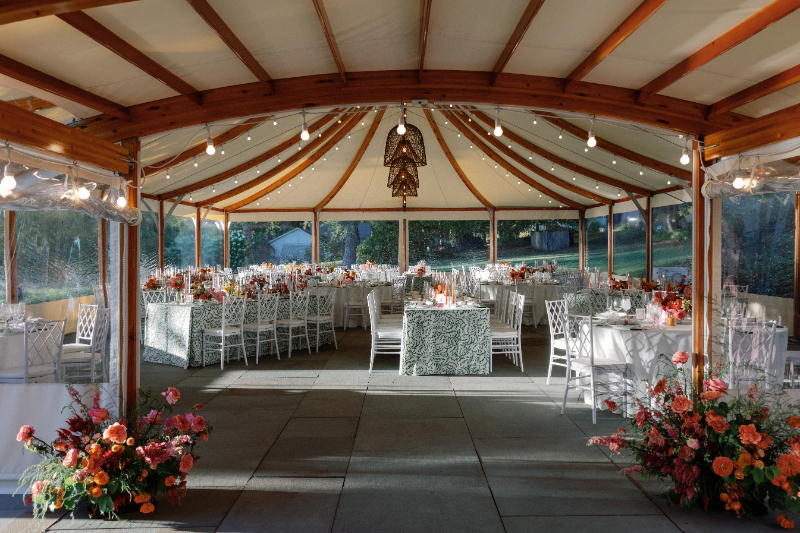 Inns of Aurora decorated for Slim Aarons inspired wedding reception.